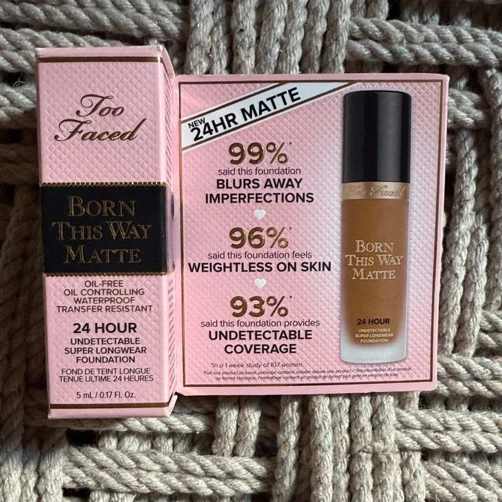 NEW Too Faced Born This Way Matte Foundation CHAI Mini Travel .17oz Set of 2